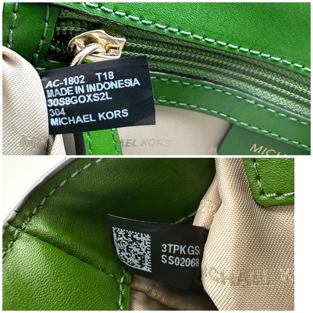 Michael Kors Mott Medium Leather Satchel 30S8GOXS2L True Green - Picture 15 of 16